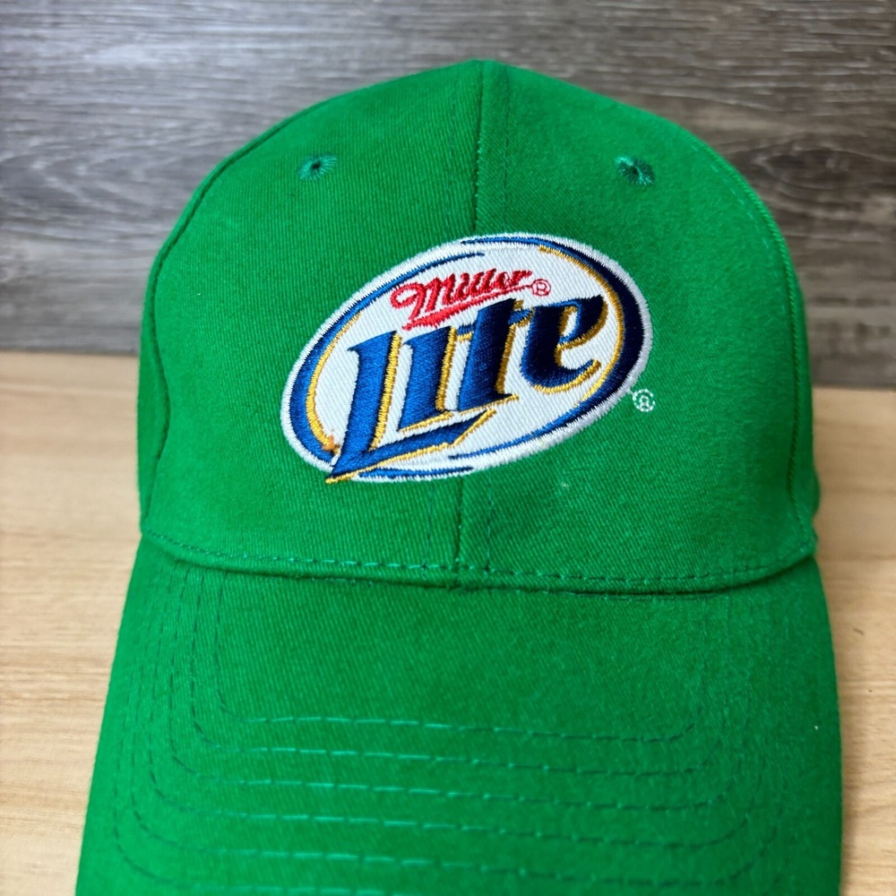 Miller Lite Hat Cap Strap Back Green Beer Vintage Logo Adjustable - Picture 2 of 9